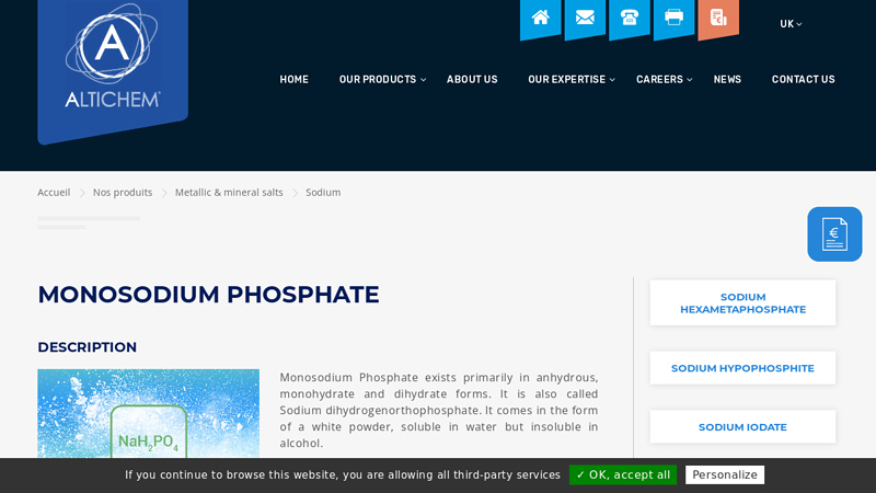 MONOSODIUM PHOSPHATE ( NaH2PO4 )