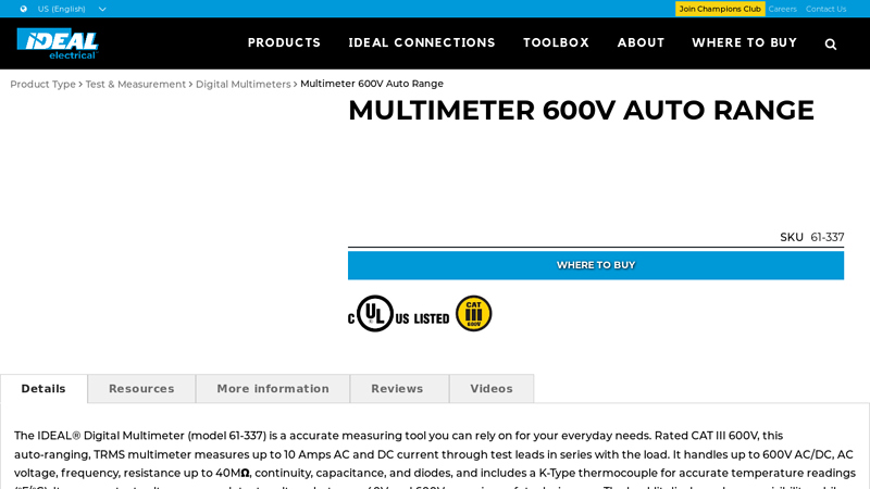 Multimeter 600V Auto Range