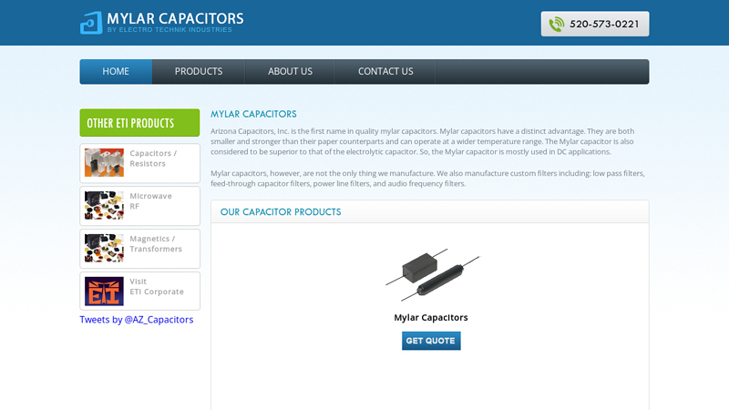 Mylar Capacitors by Arizona Capacitors, Inc.