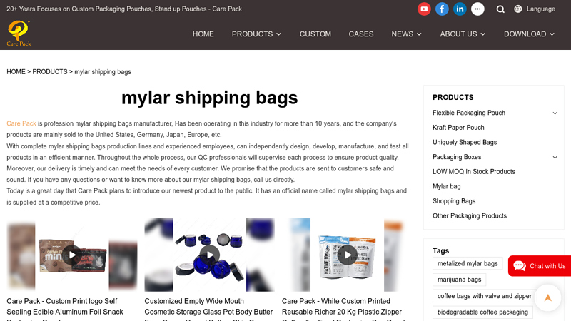 mylar shipping bags Manufacturer