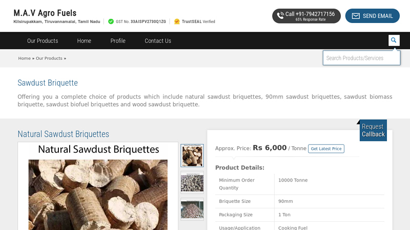 Natural Sawdust Briquettes Manufacturer from Tiruvannamalai