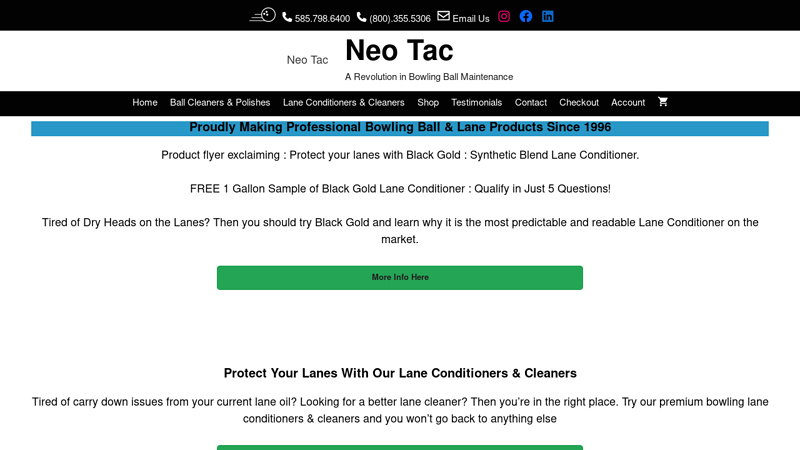 Neo Tac Bowling Ball Cleaners, Polishes and Lane Products