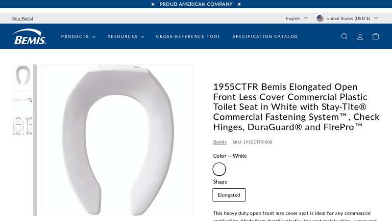 Never Loosens Elongated Open Front Commercial Plastic Toilet ...