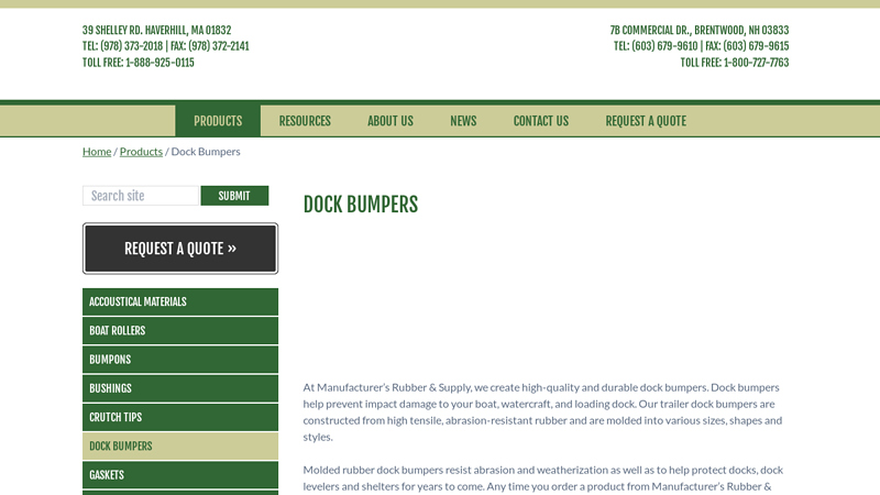 New Hampshire Rubber Truck ,Trailer Dock Bumpers