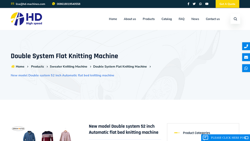 New model Double system 52 inch Automatic flat bed knitting machine