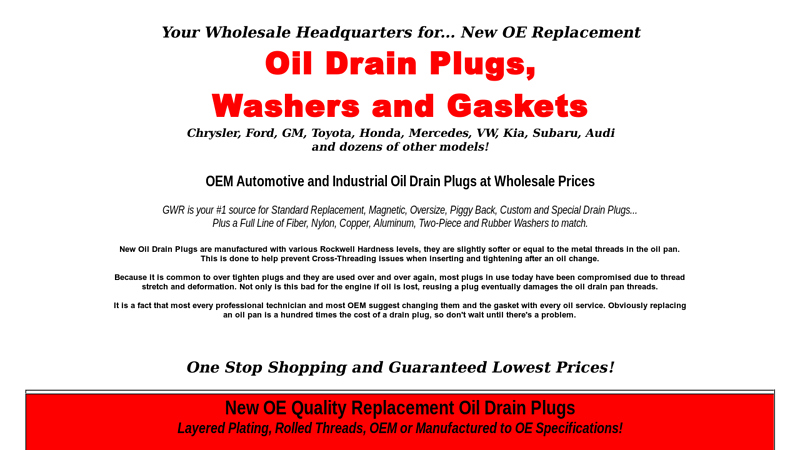 New OE Replacement Oil Drain Plugs and Washers for cars, trucks ...
