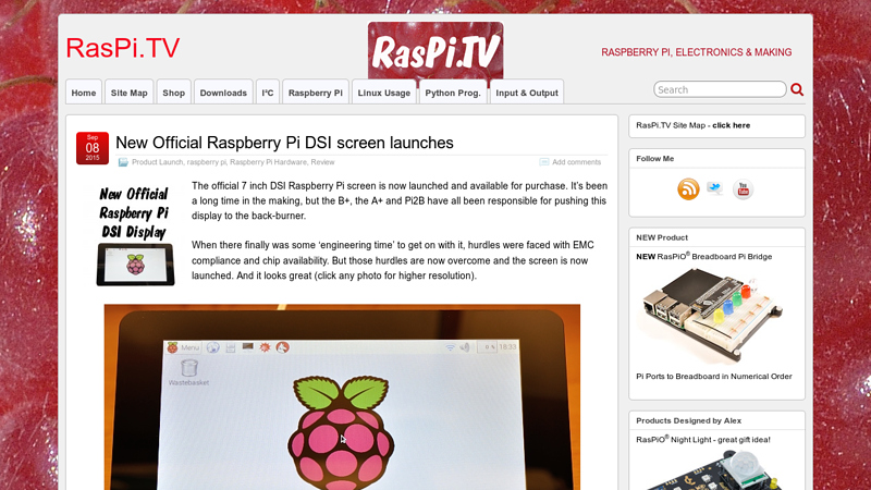New Official Raspberry Pi DSI screen launches