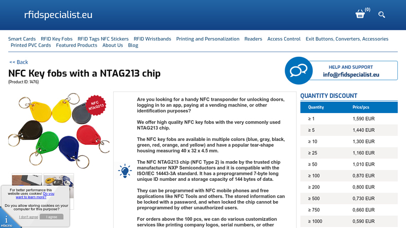 NFC Key fobs with a NTAG213 chip (Product ID