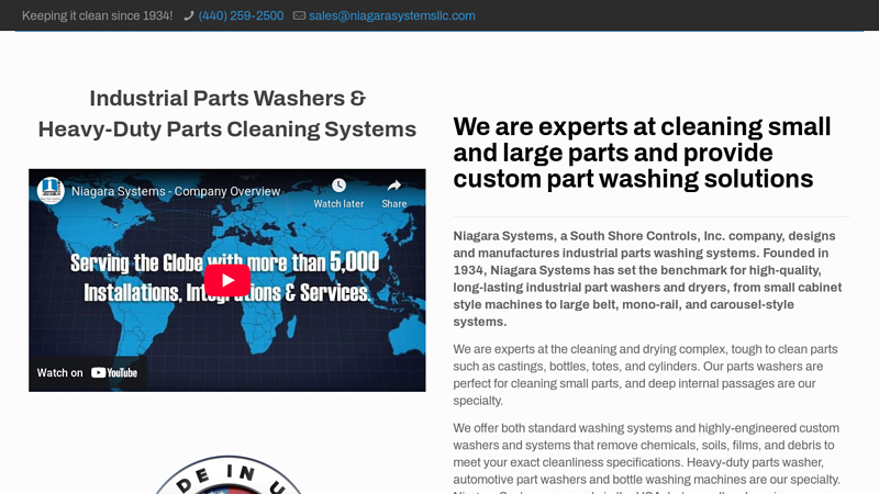 Niagara Systems: Industrial Parts Washers