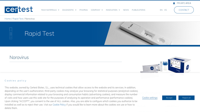 Norovirus - Certest Biotec - Raw Materials
