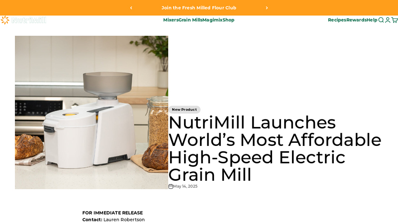 NutriMill Launches World's Most Affordable High
