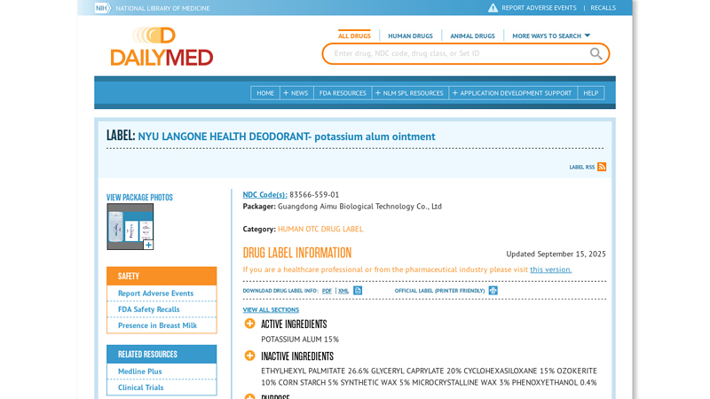 NYU LANGONE HEALTH DEODORANT