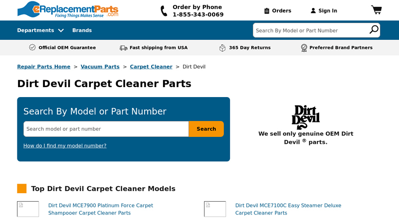 OEM Dirt Devil Carpet Cleaner Parts & Accessories