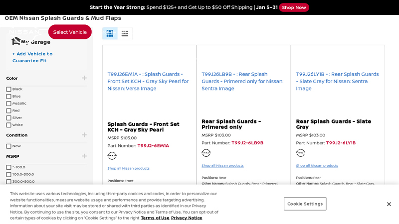 OEM Nissan Splash Guards & Mud Flaps