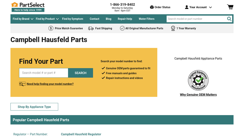 Official Campbell Hausfeld Parts & Accessories