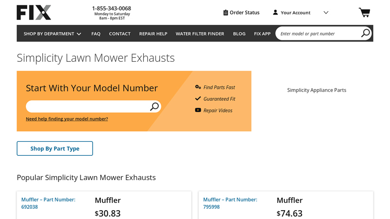 Official Simplicity Lawn Mower Exhausts