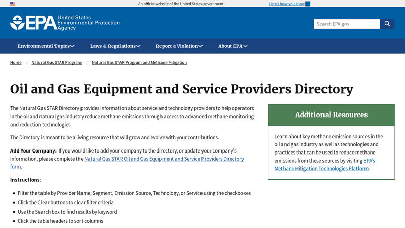 Oil and Gas Equipment and Service Providers Directory