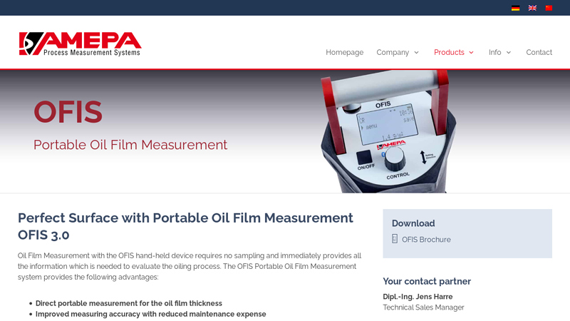 Oil film measuring hand