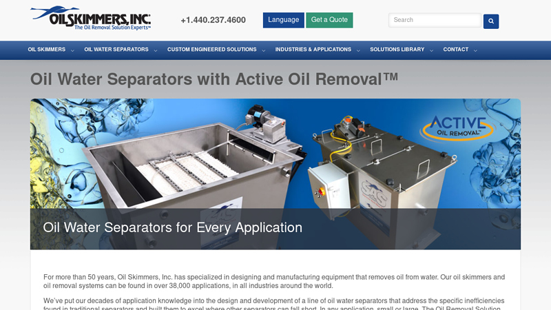 Oil Water Separators with Active Oil Removal