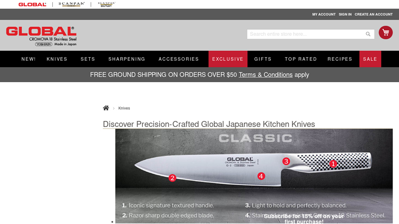 Order Global Japanese Chef Knives Online at Global Cutlery