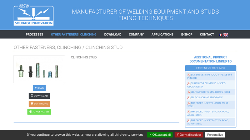 Other fasteners, clinching / CLINCHING STUD