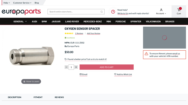 Oxygen Sensor Spacer