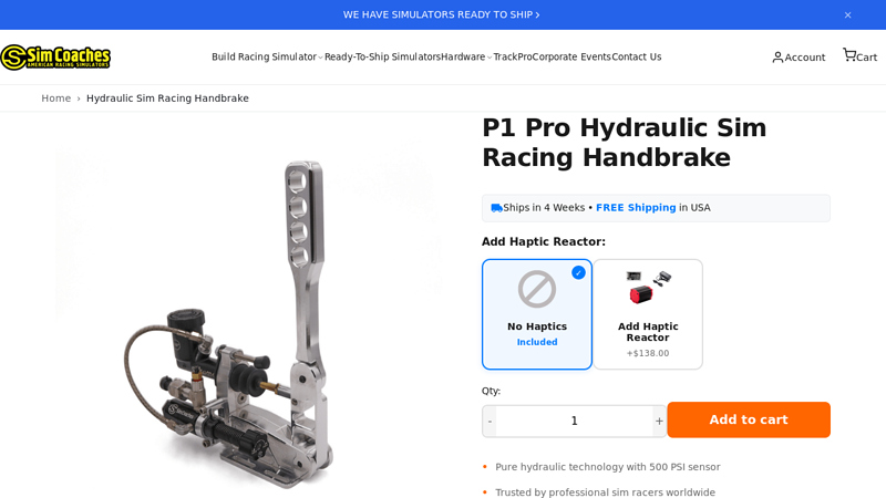 P1 Pro Hydraulic Sim Racing Handbrake