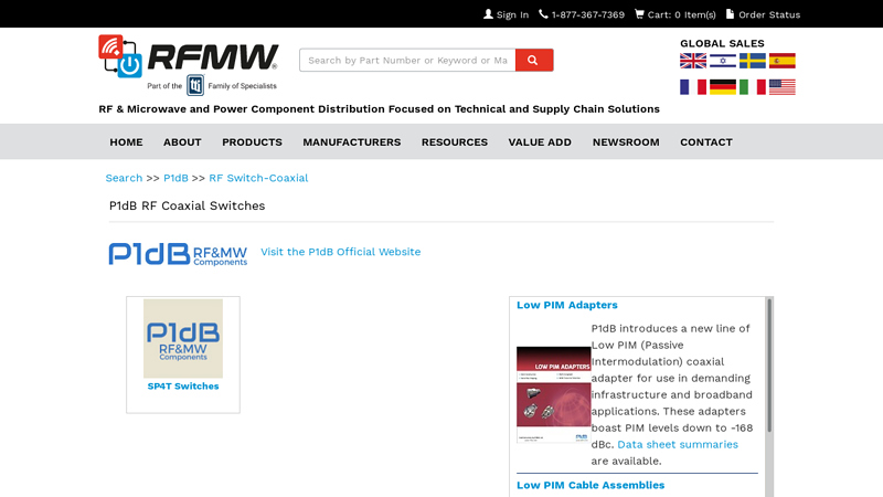 P1dB RF Coaxial Switches from RFMW