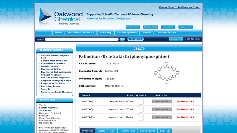 Palladium (0) tetrakis(triphenylphosphine)