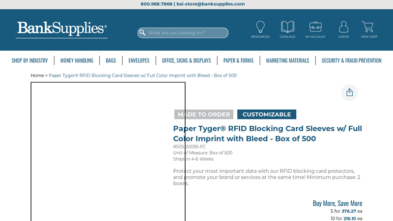 Paper Tyger® RFID Blocking Card Sleeves w/ Full Color Imprint with ...