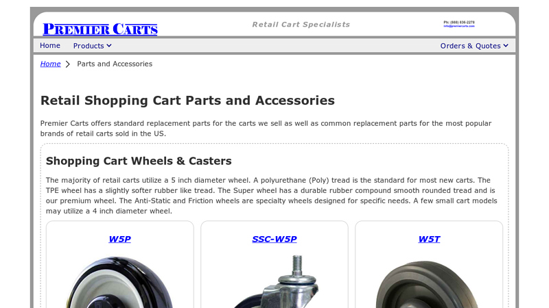 Parts and Accessories for Retail Shopping Carts