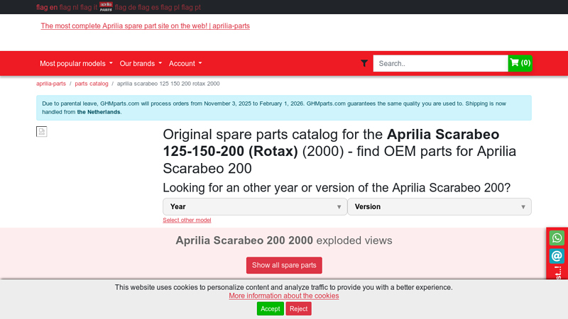 Parts catalog Aprilia Scarabeo 125