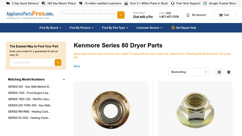 Parts For KENMORE SERIES 80 DRYER