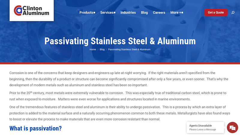 Passivating Stainless Steel & Aluminum