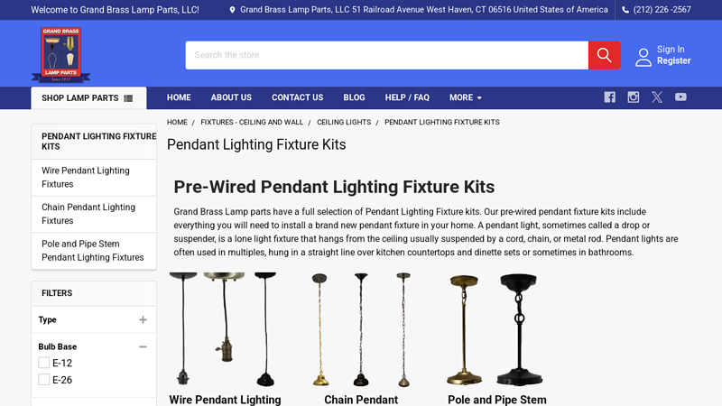 Pendant Lighting Fixture Kits