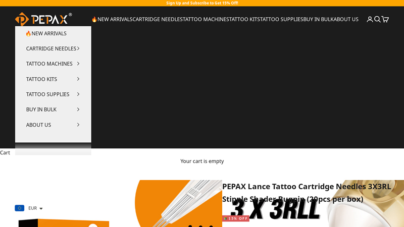 PEPAX LANCE Tattoo Cartridge Needles 3X3RL Stipple Shader ...