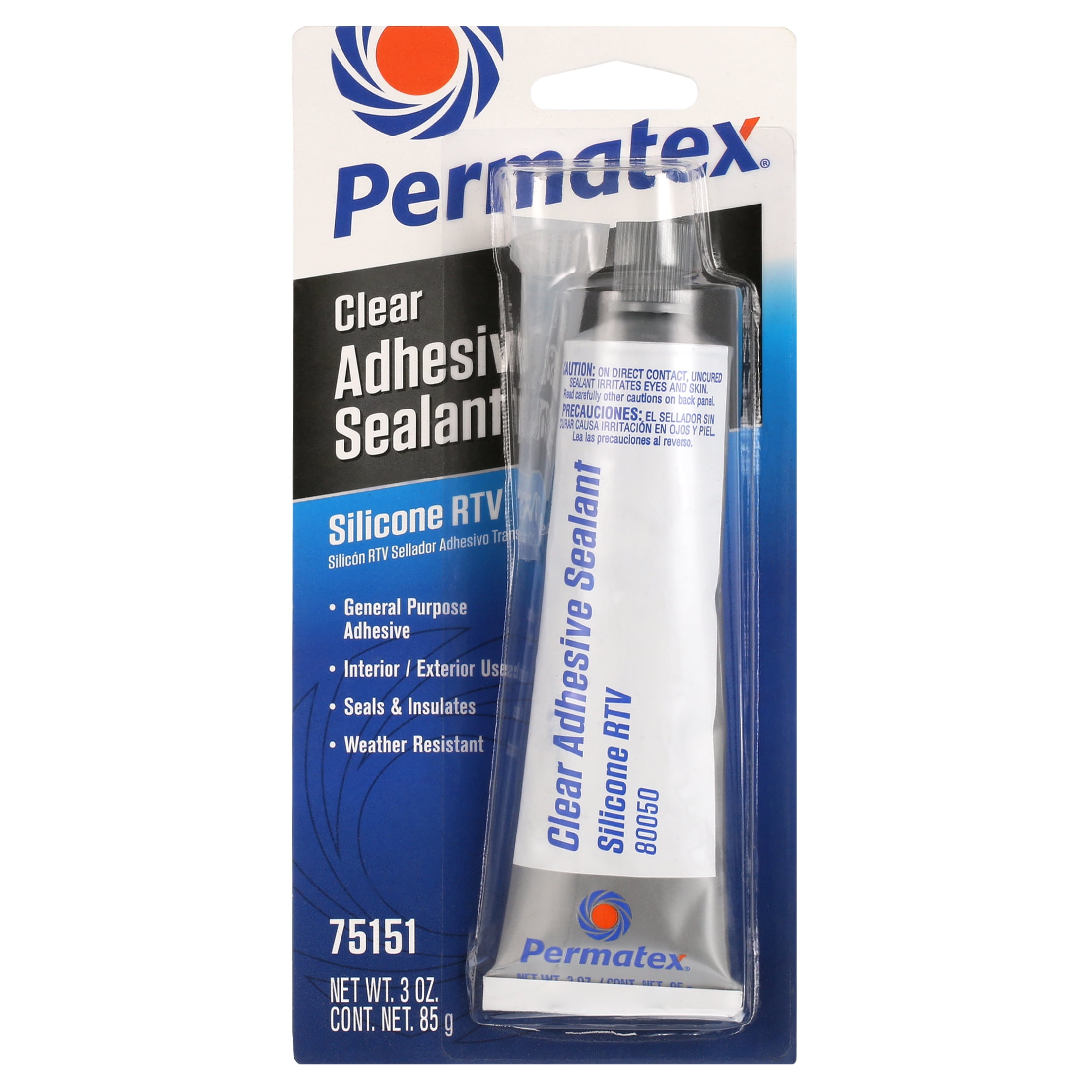 Permatex® Clear RTV Silicone Adhesive Sealant, 3 OZ