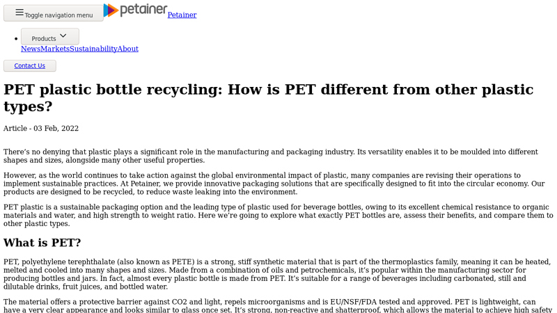 PET plastic bottle recycling