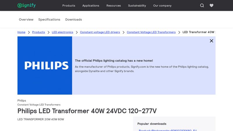 Philips LED Transformer 40W 24VDC 120