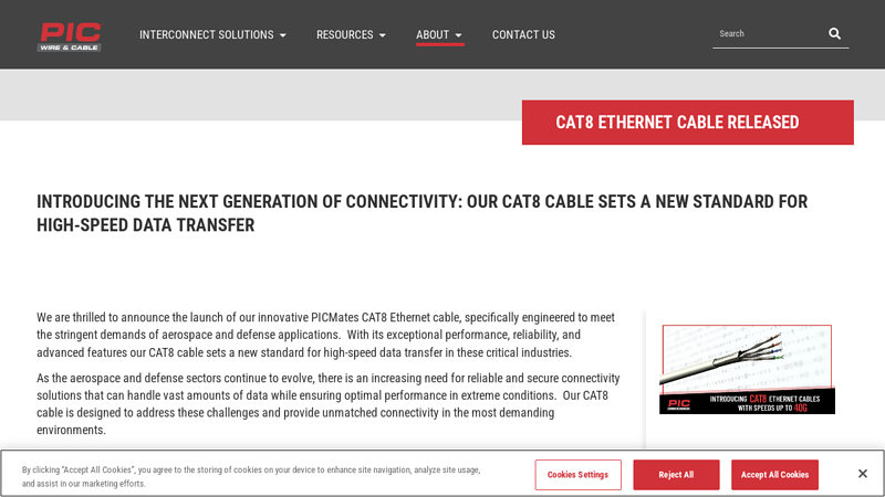 PIC Unveils New CAT8 Ethernet Cable