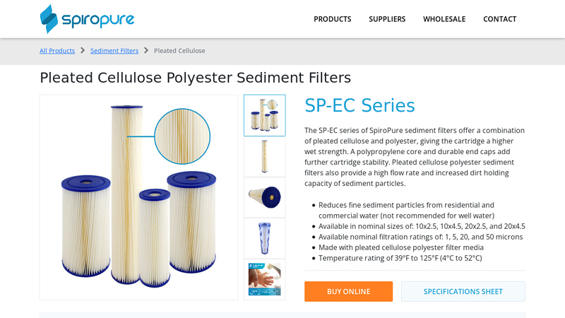 Pleated Cellulose Polyester Sediment Filters