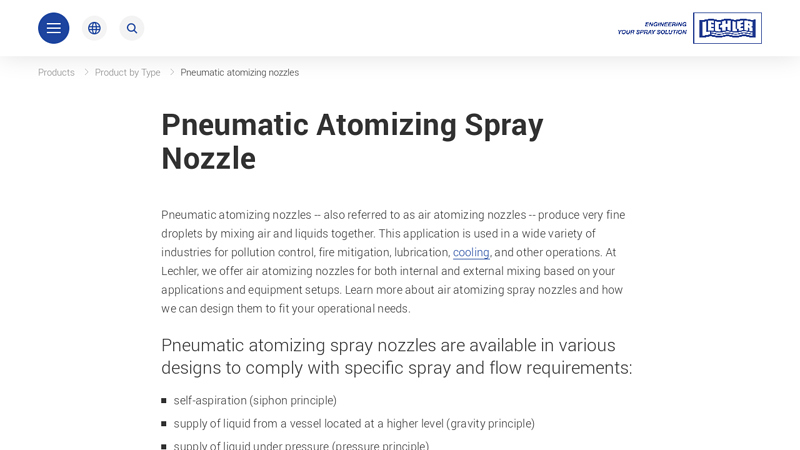 Pneumatic Atomizing Spray Nozzles