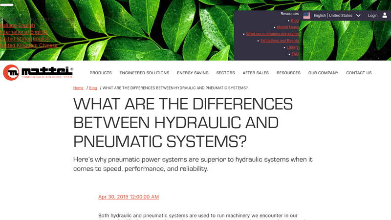Pneumatic vs Hydraulic Systems