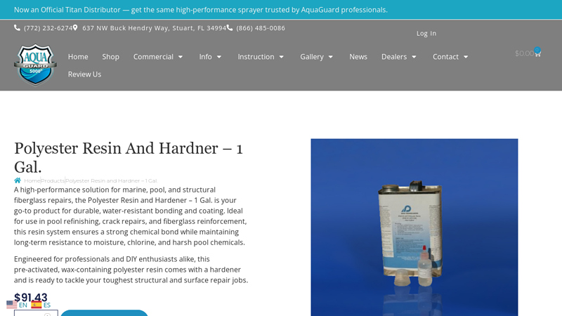 Polyester Resin and Hardener – 1 Gal