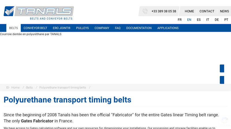 Polyurethane transport timing belts