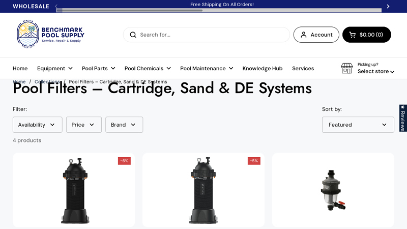 Pool Filters – Cartridge, Sand & DE Systems