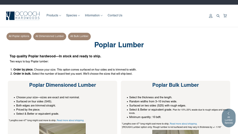 Poplar Hardwood Lumber