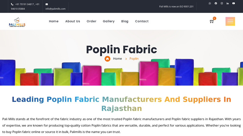 Poplin Fabric Manufacturers & Suppliers in Rajasthan, India