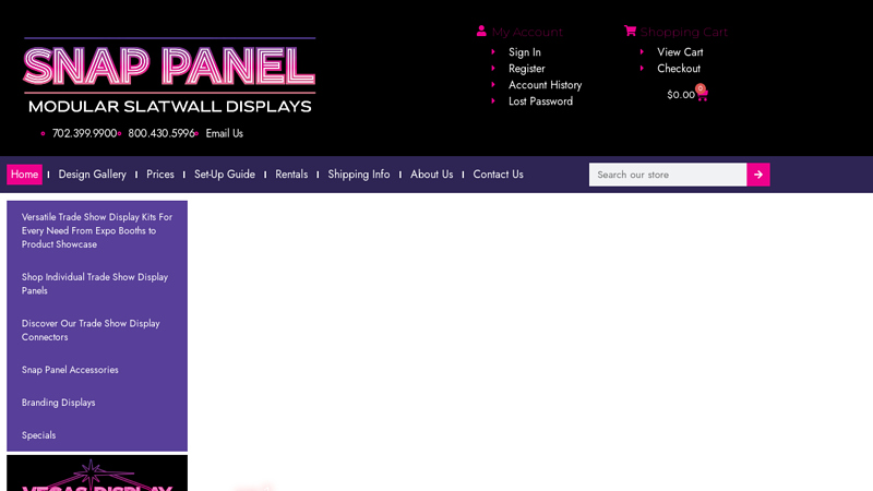 Portable Lightweight Modular Slatwall displays Snap Panel