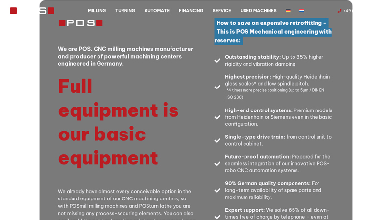 POSCNC milling machines manufacturer for medium